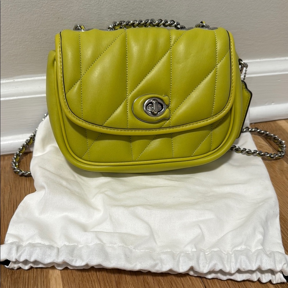 Coach Green Quilted Crossbody Bag with Chain Strap